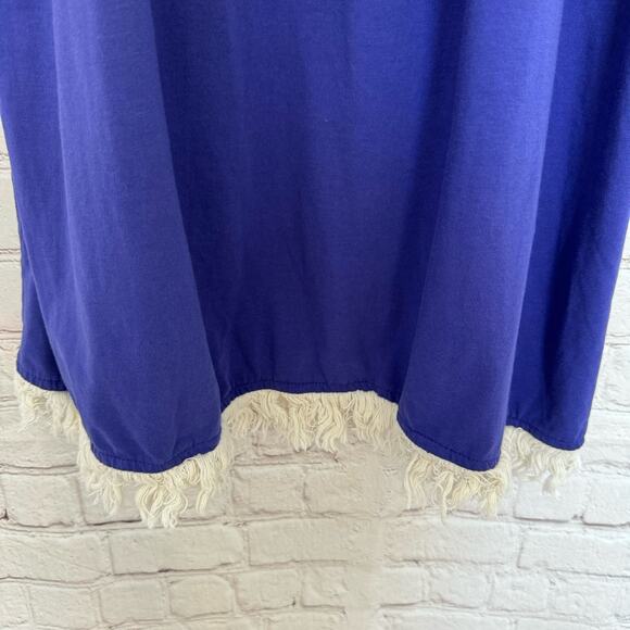 Umgee Wms Large Purple Off Shoulder Mini Dress Embroidered Flowers Boho Peasant - Picture 8 of 11